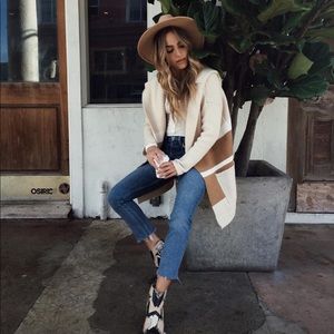 Tan and beige hooded cardigan // Lulus